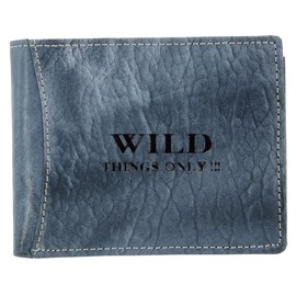 WILD THINGS ONLY !!! - Men's Genuine Leather Wallet Antique Look Used Look Large Many Compartments, gray