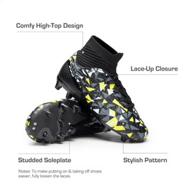 DREAM PAIRS Boys Football Cleats Youth High Top Firm Ground Soccer Shoes SDSO2402K Size 10 Toddler Black/NEON/Green