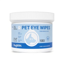 Hugwith 100 Piece Pet Eye Wipes For Cats & Dogs - 3x3 Inch Wipes New 🐕