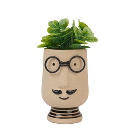 Cynkeyee Face Planters Pots Head Indoor - Face Planters for Indoor Plants Vases for Flower Bookshelf Fireplace Mantel Table Decor 3 * 2.5 * 4.5 Inch (No Drainage Hole)