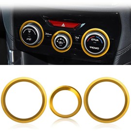MACHSWON Car AC Climate Control Knob Outer Ring Covers Accessories Interior Air Condition Switch Volume Trim (Gold) for Subaru Crosstrek 2018-2023 / Impreza 2017-2023 / Forester 2019-2023