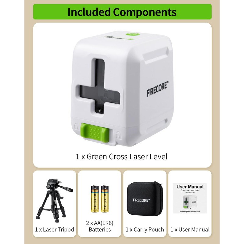 Firecore Laser Level with Tripod, Self Leveling Laser Level Green