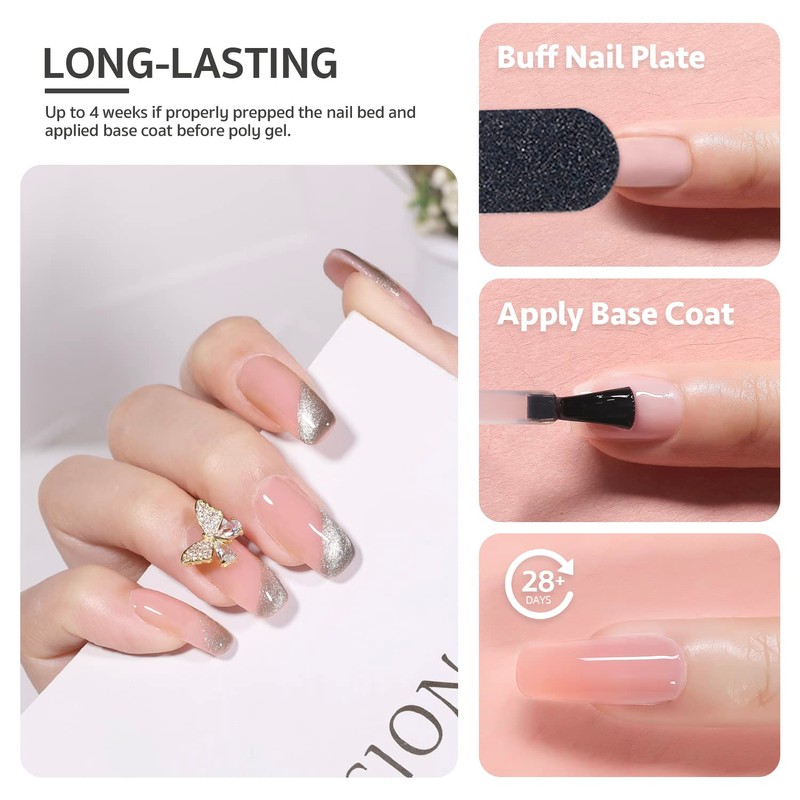 GAOY Poly Gel, 60g Nail Extension Gel, Light Pink Builder