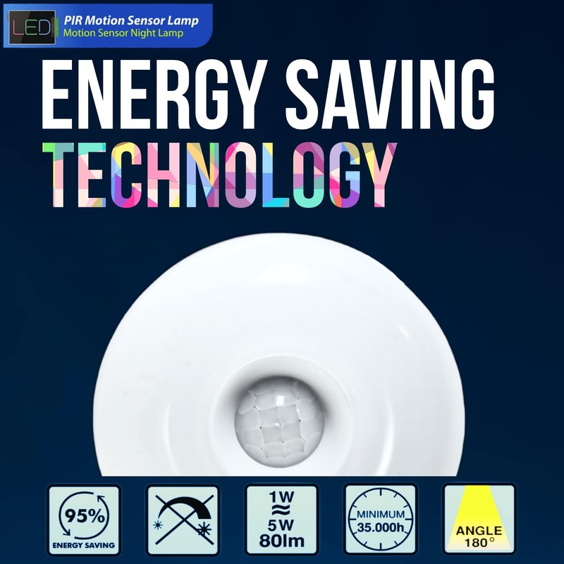 MaxFagell Motion Sensor Bright LED Night Light 6W 6500K Plug