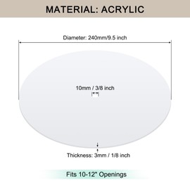 Awclub Round Lampshade Diffuser, 9.5" Diameter with 3/8" Center Hole Diffuser Lamp Shade for Drum Style Lampshades Pendants Softening Light, Frosted White Acrylic, Fits 10-12" Openings