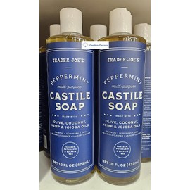 Trader Joe Peppermint Multi-Purpose Castile Soap 16fl oz 473ml (Two Bottles)