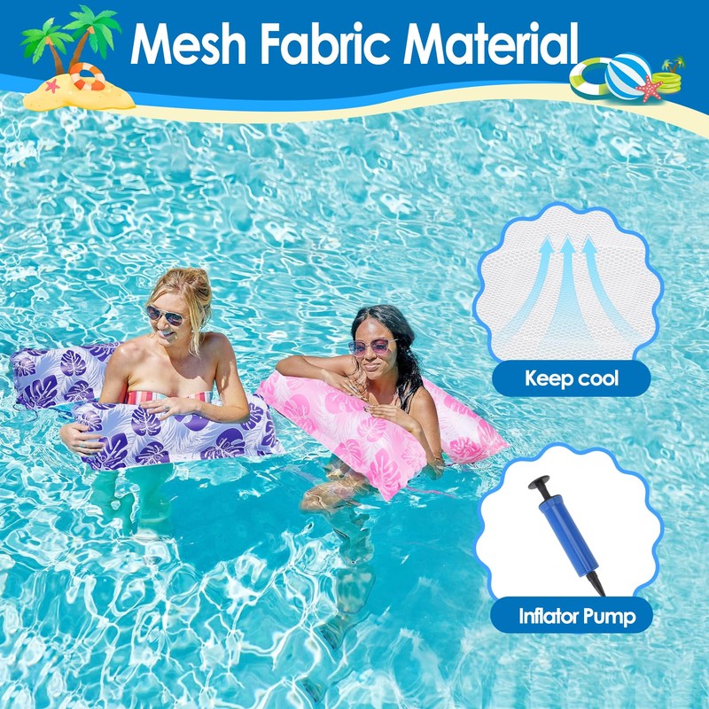 4PCS Inflatable Pool Hammock Floats 4-in-1 Multi-Purpose Water Hammock Floats