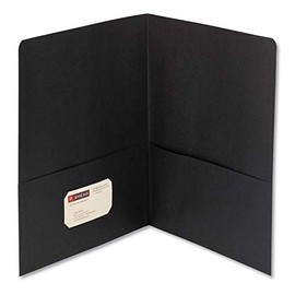 Smead 87853 Two-Pocket Folder Textured Heavyweight Paper Black 25/Box