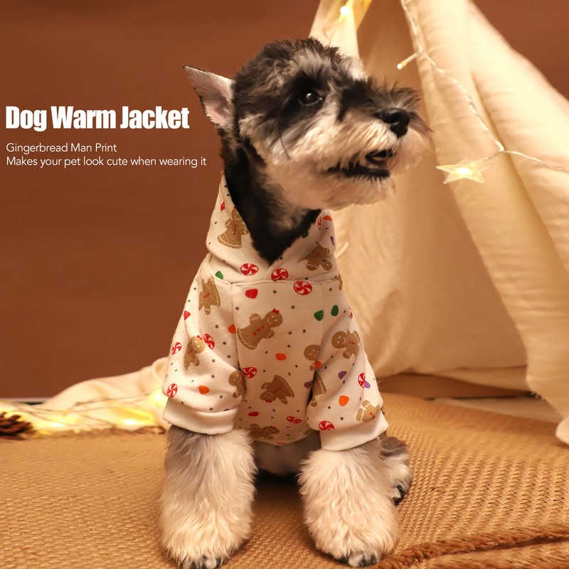 Christmas Dog Hoodie White Background Print Cute Gingerbread Man Dog