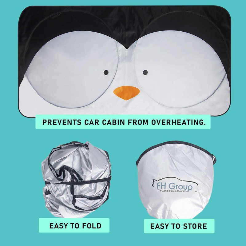 FH Group Foldable Penguin Print Car Windshield Sun Shade -