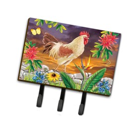 Caroline's Treasures PRS4025TH68 White Rooster Leash or Key Holder, Wall Hooks, Key Hooks Holder, Coat Rack Wall Mount, Coat Hooks, Hooks for Hanging Keys, Towels, Aprons, Leashes,
