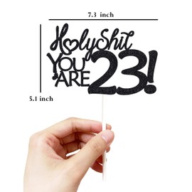 Decoración para tartas de cumpleaños 23, decoración para tartas de cumpleaños 23, purpurina negra, divertida decoración para tartas 23 para hombres, decoración para tartas 23 para mujeres, decoración de cumpleaños 23, decoración para tartas de cumpleaños