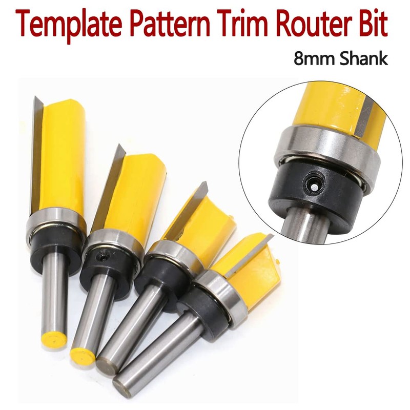 8mm Shank Flush Trim Pattern Template Router Bit Set, Top