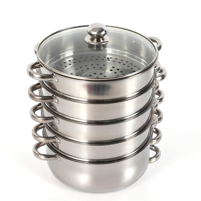 Xuthusman 26cm 5 Tier Stainless Steel Food Steamer Meat Vegetable