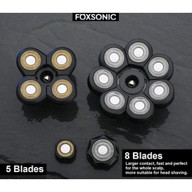 Cabezal de repuesto para afeitadora de cabeza eléctrica de 8 cuchillas, apto para Freedom Grooming y muchas marcas, 8 cuchillas de repuesto para cabeza de afeitadora, 8 cabezales de afeitadora eléctrica para barba, color negro