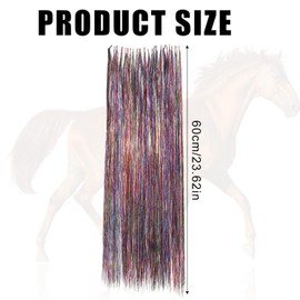 Pack of 25 Hair Accessories for Horses, 60 cm Colourful Hair Strands, Glittering Horse Hair Tinsel Extensions, Horse Hair Extensions, Horse Mane and Tail, Bling Accessories for Western Wedding Bridal