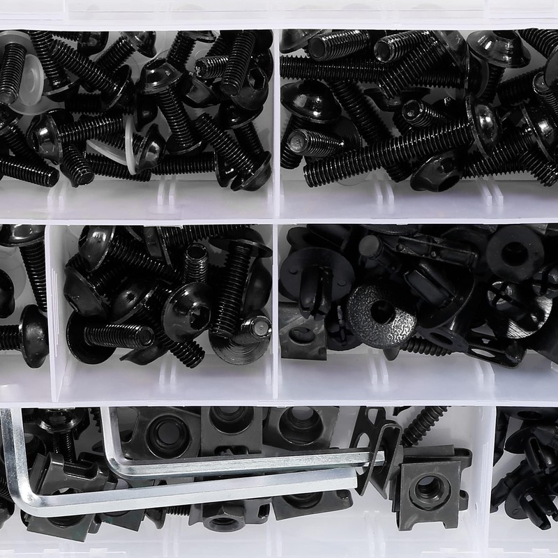 MACHSWON Black 223pcs Motorcycle Windscreen Fairing Bolts Bodywork Screws 1996-2023