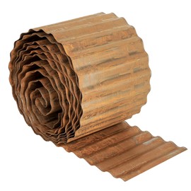 Worth Pre-Rusted Wide-Corrugated Garden Edging, 6" x20Ft Sturdy Steel Landscape Edging Bendable Metal Lawn Long Strips Border for Raised Flower Bed Tree Surrounds