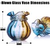 oliruim Hand Blown Glass Vase, Modern Blue Brown Blown Round