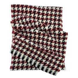 Rotfuchs Woven scarf with houndstooth pattern, grey, natural beige, made of pure wool, made in Germany, orange