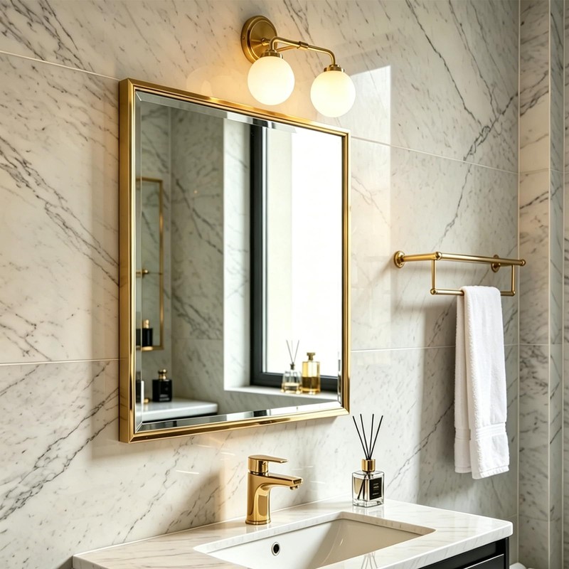 MonDaufie 2-Light Brushed Brass Vanity Light Fixture, Mid Century Wall