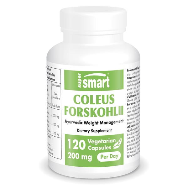 Coleus Forskohlii - Supports Body Weight Management and Fat Burning - Normalizes to 10% Forskolin - Increases Metabolism - Vegan - Gluten Free - Supersmart