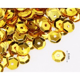 Penta Angel Loose Sequins 4000Pcs 6mm Round Embroidery Craft Sequins Cup Iridescent Spangles for Sewing Christmas Decoration (Gold)