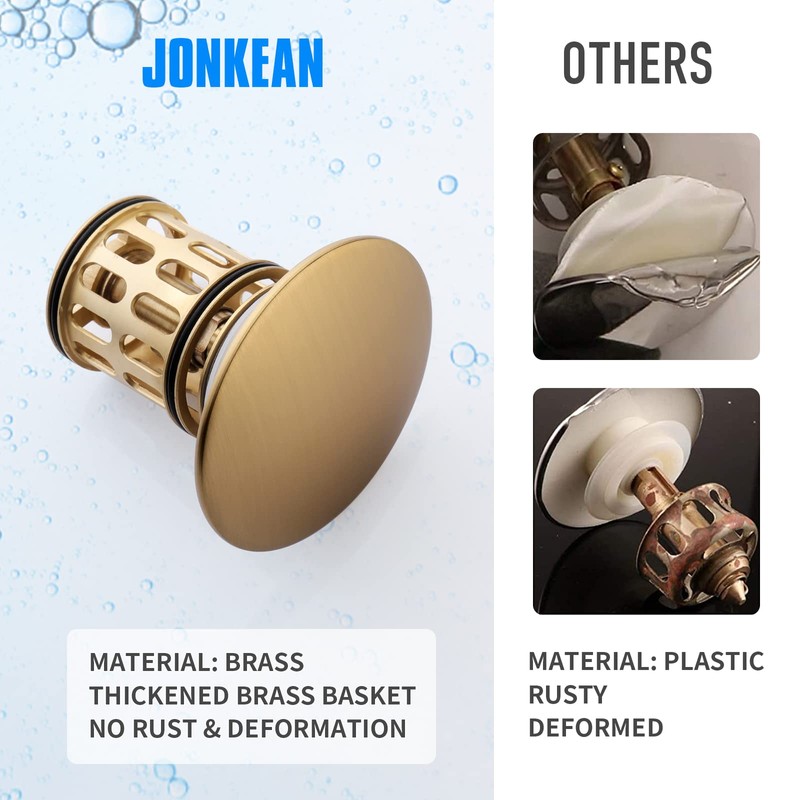 JONKEAN Bathroom Pop Up Drain with Overflow,Vanity Vessel Sink Drain