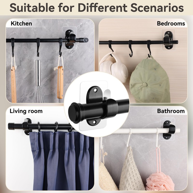 ANDGOO 6 Pack No Drill Curtain Rod Brackets, Renter Friendly