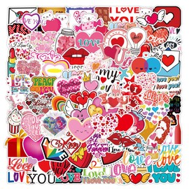 Valentine's Day Stickers for Laptop (100 Pieces), Gift for Children, Teenagers, Adults, Boys, Valentine's Day Stickers, Waterproof Vinyl Stickers for Scrapbooking, Skateboard, Car, Luggage
