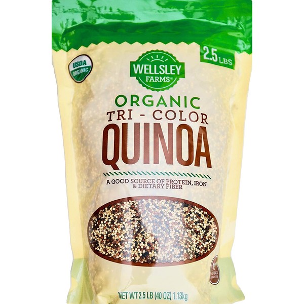 Wellsley Farms 100% USDA Organic Tri-Color Quinoa, 2.5 Pounds