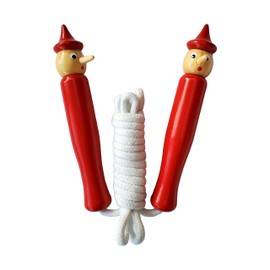 Pinocchio Jump Rope with Wood Handles for Kids - Outdoor activity, fun, recreation and fitness