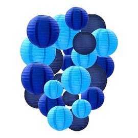 Blue Paper Lanterns Decorative, Chinese/Japanese Hanging Round Paper Lanterns Decorations for Wedding, Bridal/Baby Shower, Father's Day, Gender Reveal (12 PCS)