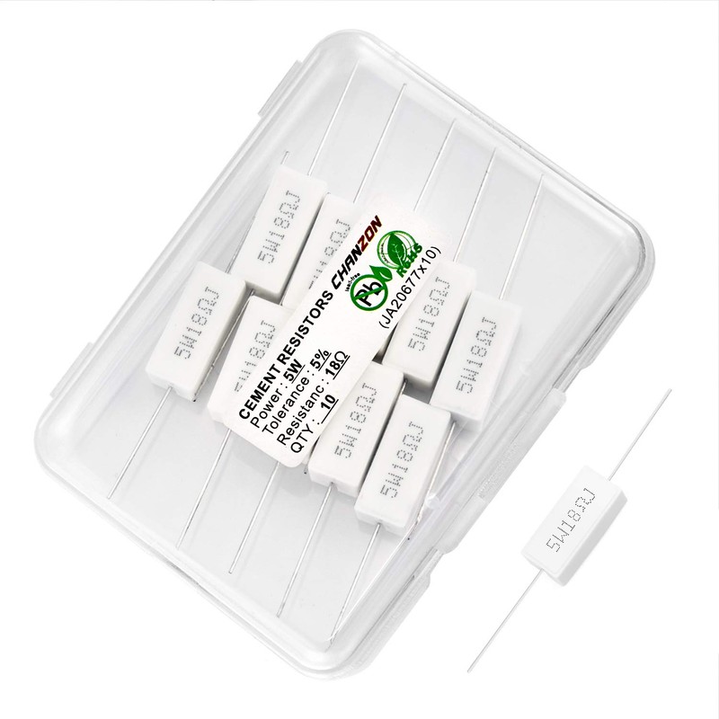 Chanzon Pack of 10 5W Cement Resistor 18Ω Ohm ±5%