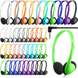 40 Pack Bulk Kids Headphones Multi Color Classroom Wired Headphone Comfortable Adjustable on Ear Student Headphone with 3.5 mm Headphone Plug for Boy Girl Student Museum Travel Plane Tablet, 10 Colors