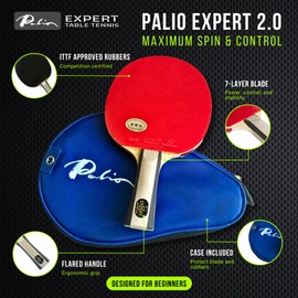 Palio Expert 2.0 Table Tennis Racket & Case | ITTF-Approved Ping Pong Paddle for Beginners | High Spin & Control