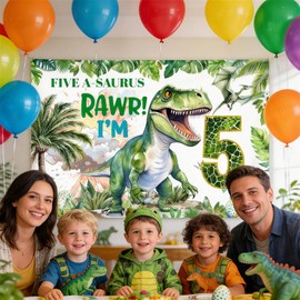 Five A-Saurus Birthday Decoration Dinosaur 5th Birthday Party Supplies Five Rex Party Supplies Five A Saurus Banner Jungle Dinosaur Rawr I'm 5 Party Decor