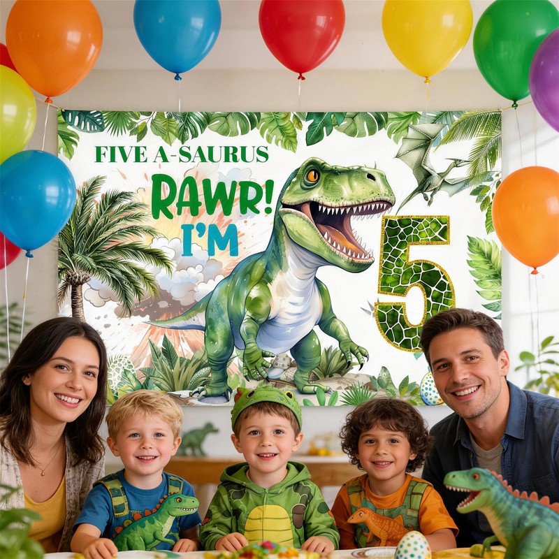 Five A-Saurus Birthday Decoration Dinosaur 5th Birthday Party Supplies Five