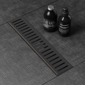 WEBANG 12 Inch Shower Linear Bronze Drain Rectangular Floor Drain with Accessories Capsule Pattern Cover Grate Removable SUS304 Stainless Steel CUPC Certified Oil Rubbed Bronze