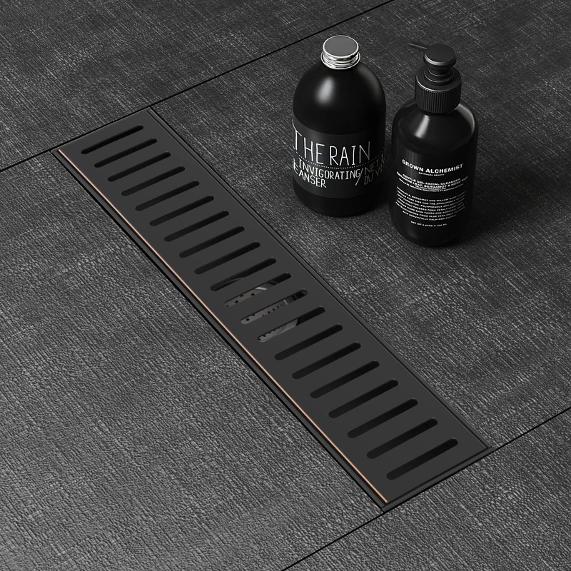 WEBANG 12 Inch Shower Linear Bronze Drain Rectangular Floor Drain