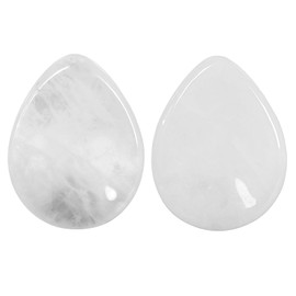 Nupuyai 2pcs Rock Crystal Teardrop Thumb Worry Stone Set, Energy Crystal Pocket Palm Healing Stone for Anxiety Stress Relief Reiki Therapy