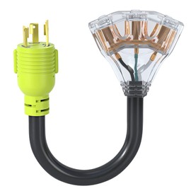 AOWEITOUR RV 30 Amp to 110 Adapter Generator Power Cord, 4 Prong 30 Amp Splitter to 20 Amp Adapter Generator Cord, NEMA L14-30P Male Plug to 4X 5-20R T-Blade Female, 10 AWG STW,ETL Listed (1.5FT)