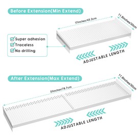 jkxoo 2Pack Expandable Tension Shelf, Heavy-Duty Metal Cabinet Closet Shelves Organizer, Adjustable Shelves, Closet Shelving System Wall Mounted for Cabinet Wardrobe Cupboard Kitchen Bathroom