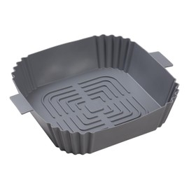 Chef Aid Square Air-Fryer Liner, Measures 19cm X 18cm X 5cm with grooved base for increased air-flow, Non-stick quailites which help prevent sticking and easy Cleaning, Grey