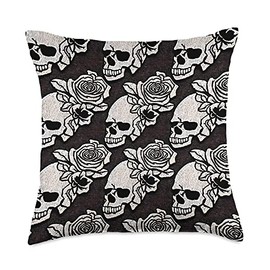 Gothic Skull Rose, True Crime Murderino Throw Pillow