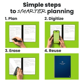 Rocketbook Flex Reusable Planner, Smart Undated, Daily, Weekly, Monthly, Annual Calendar Templates, Executive Size 6X8.8, Navy Blue (Pack of 1)