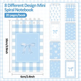 24Pcs Blue Bow Mini Notebooks for Blue Office Supplies 4x2.5 Inches Coquette Bow Pocket Spiral Notepads Preppy Bows Spiral journal Notepad for Girls Kids School Classroom Bows Birthday Party Supplies