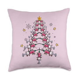 CNA LPN Nurse Doctor Phlebotomus needle shot Christmas tree Throw Pillow