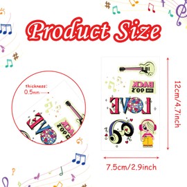 10 Sheets Rock and Roll Rave Festival Temporary Tattoos Sticker,Music Festival Party Glow in The Dark Accessories for Women Men in Party Favors Supplies