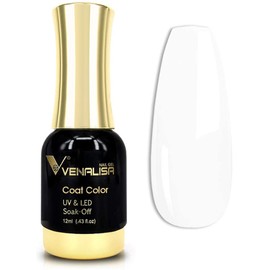 VENALISA Gel Nail Polish, 12ml Pure White Color Soak Off UV LED Nail Gel Polish Nail Art Starter Manicure Salon DIY at Home, 0.43 OZ